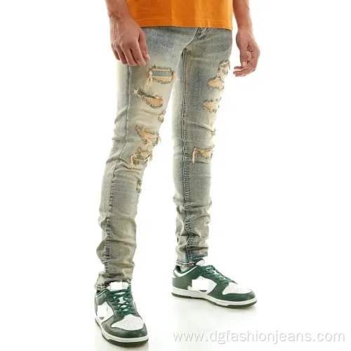 Vintage Denim ripped Hip Hop Washed Distressed Pants